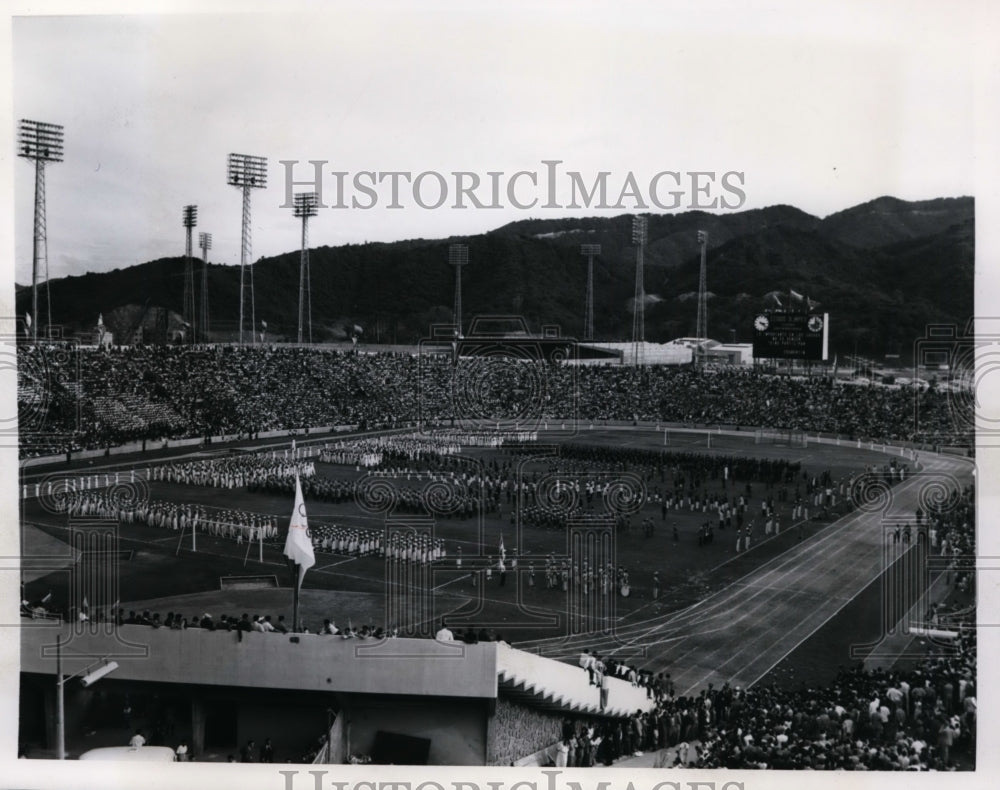 1951 Press Photo Far View of School Sports Stadium, Fully Packed for Event