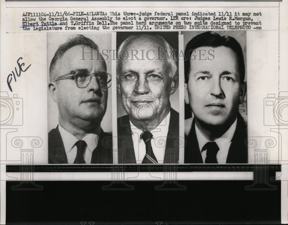 1966 Press Photo Judges Lewis Morgan, Ebert Tuttle,T Griffin Ball on GA Governor