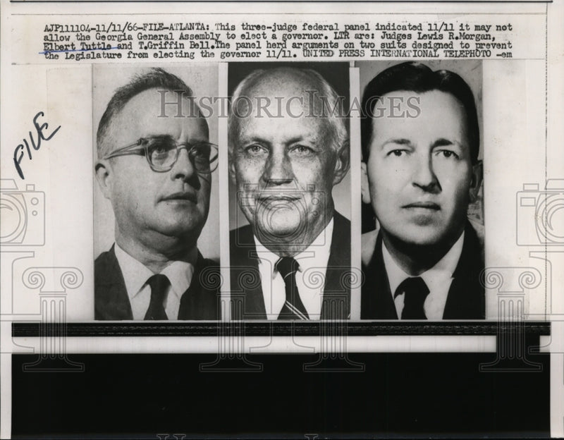 Load image into Gallery viewer, 1966 Press Photo Judges Lewis Morgan, Ebert Tuttle,T Griffin Ball on GA Governor
