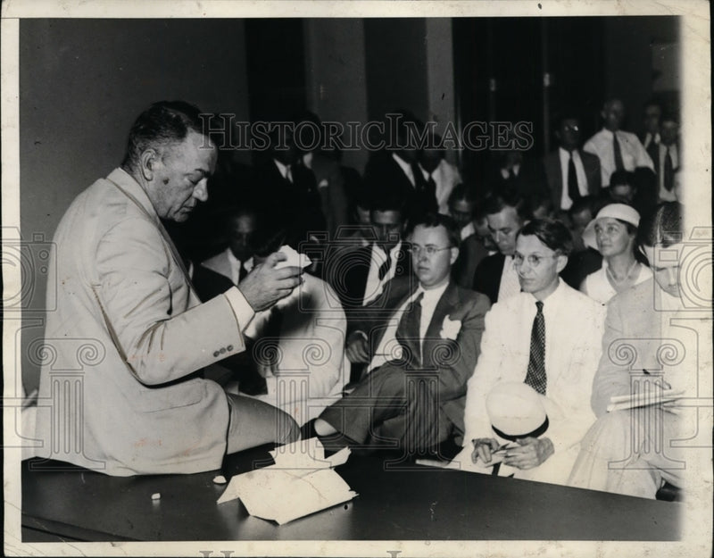 Load image into Gallery viewer, 1933 Press Photo Hugh Johnson of the National Recovery Program Press Conference
