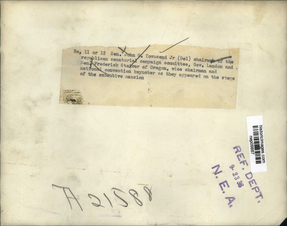 1936 Press Photo Government Officials on Steps of Executive Mansion - nep09887