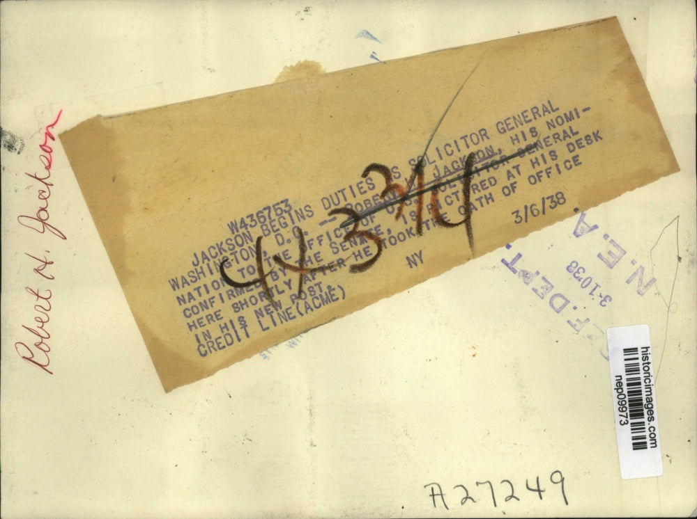 1938 Press Photo Robert Jackson Appointed Solicitor General - nep09973