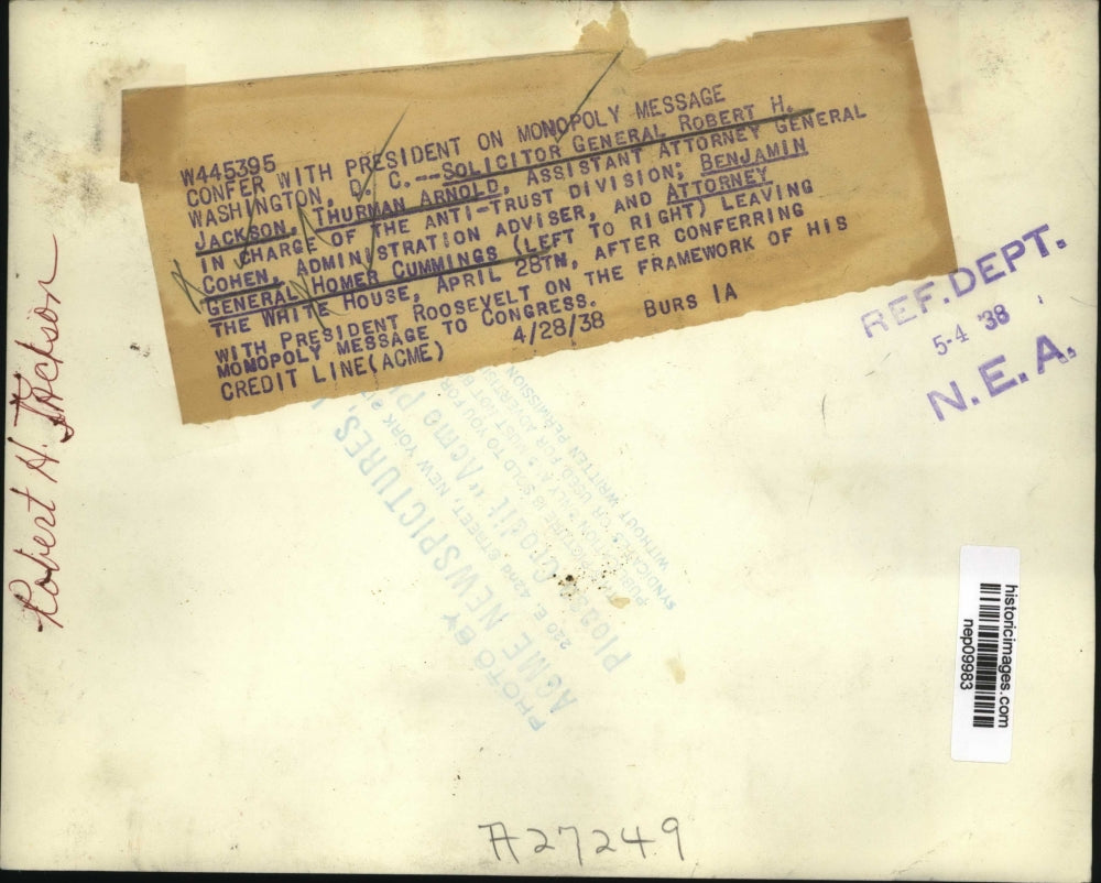 1938 Press Photo Officials Confer w/ Roosevelt at White House on Monopoly