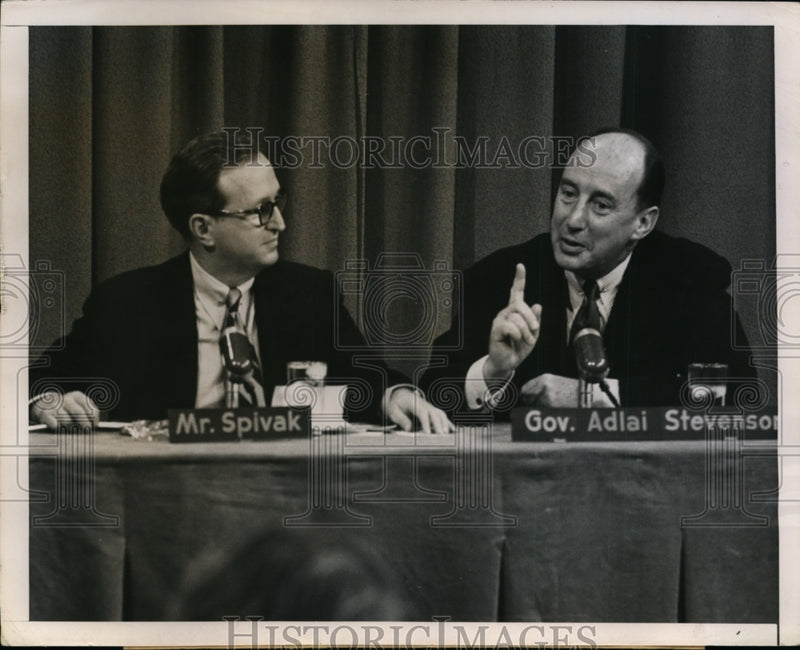 Load image into Gallery viewer, 1952 Press Photo Gov Adlai Stevenson Appears on "Meet the Press" with Spivak

