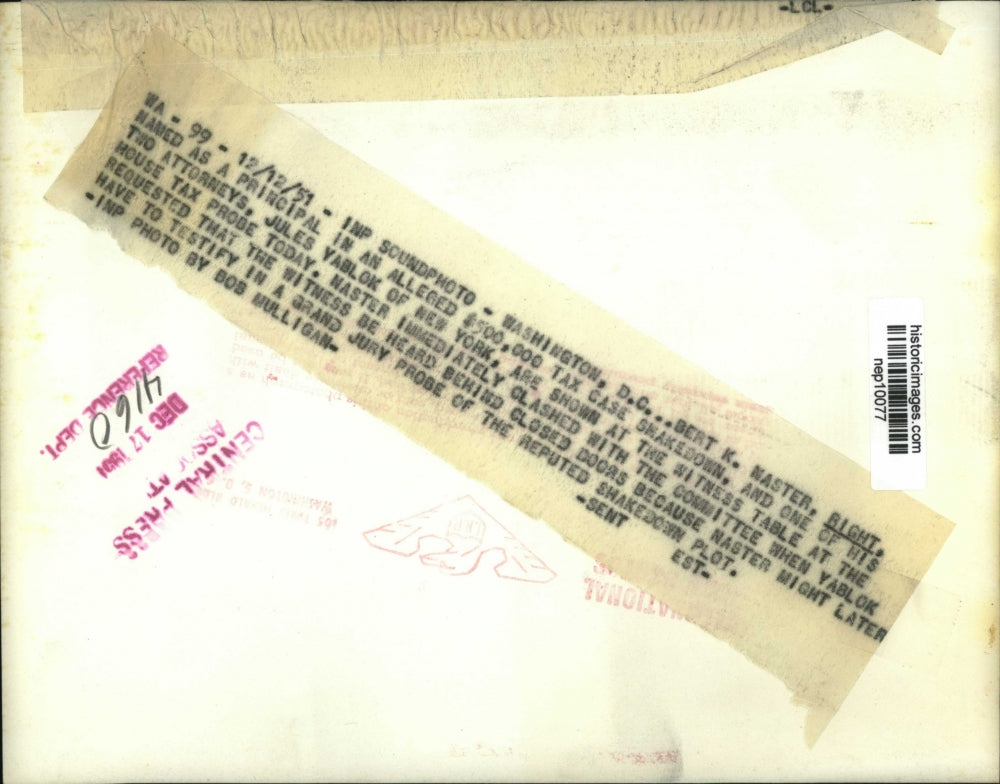 1951 Press Photo Bert K. Naster (R) Named as Co-Conspirator in $500,000 Fraud