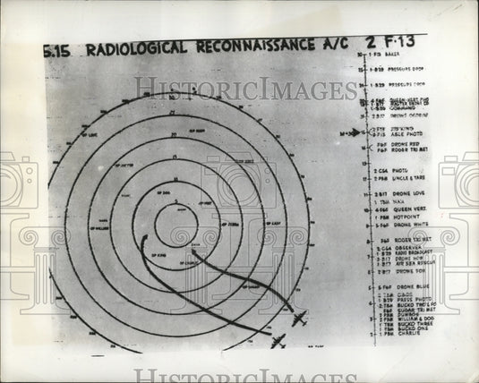 1946 Press Photo Bikini Chart shows path reconnaissance planes will follow- Historic Images