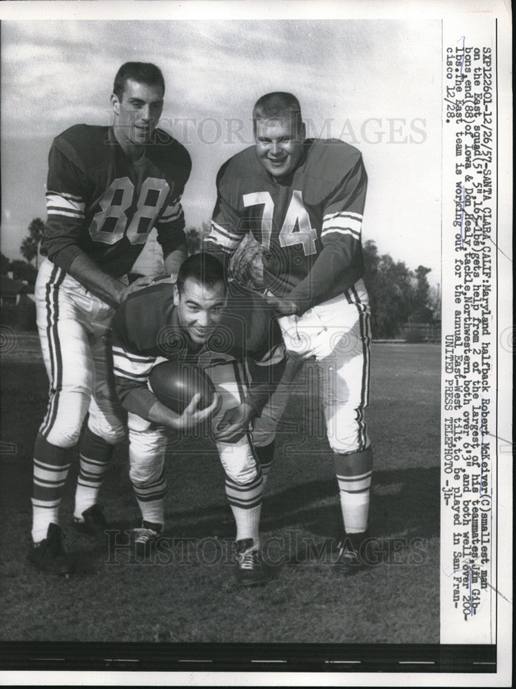 1957 Press Photo Robert McKeiver, Jim Gibbons, Don Healy of East squad- Historic Images