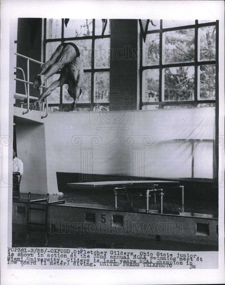 1955 Press Photo Ohio State&#39;s Fletcher Gilders competing in NCAA Swim Meet- Historic Images