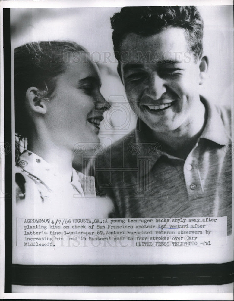 1957 Press Photo Golfer Ken Venturi &amp; teen at Masters golf Augusta Georgia- Historic Images