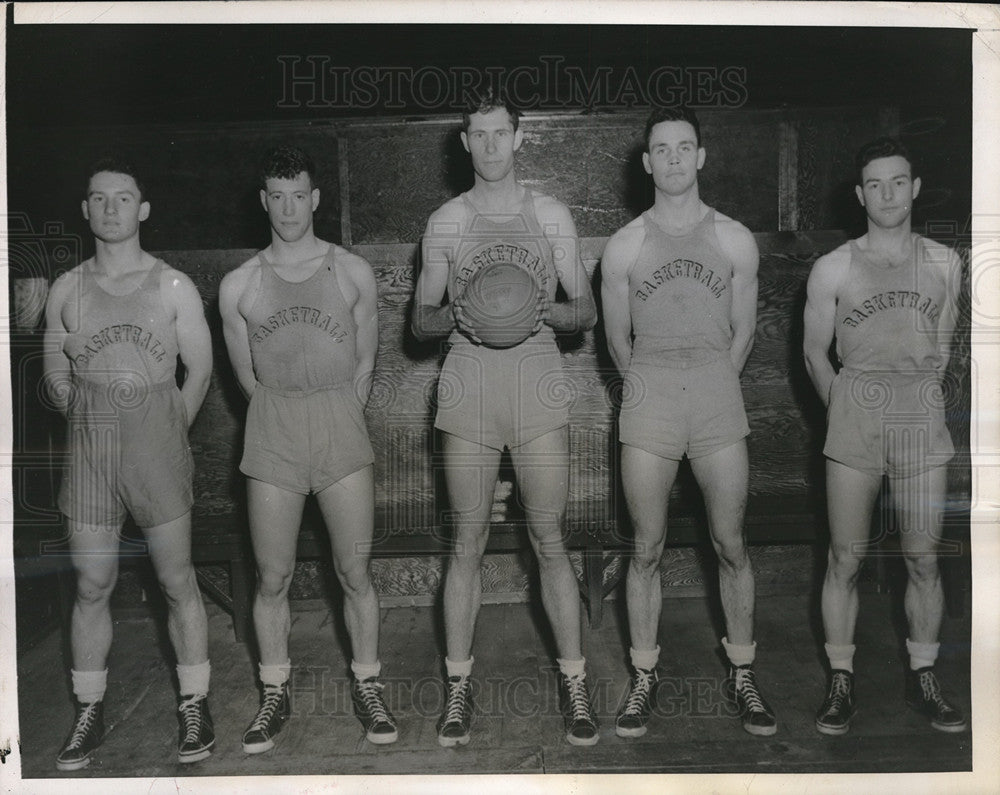 1944 Press Photo Army basketball Kenna, Hall, Chbistl, Hennessey, Faas- Historic Images