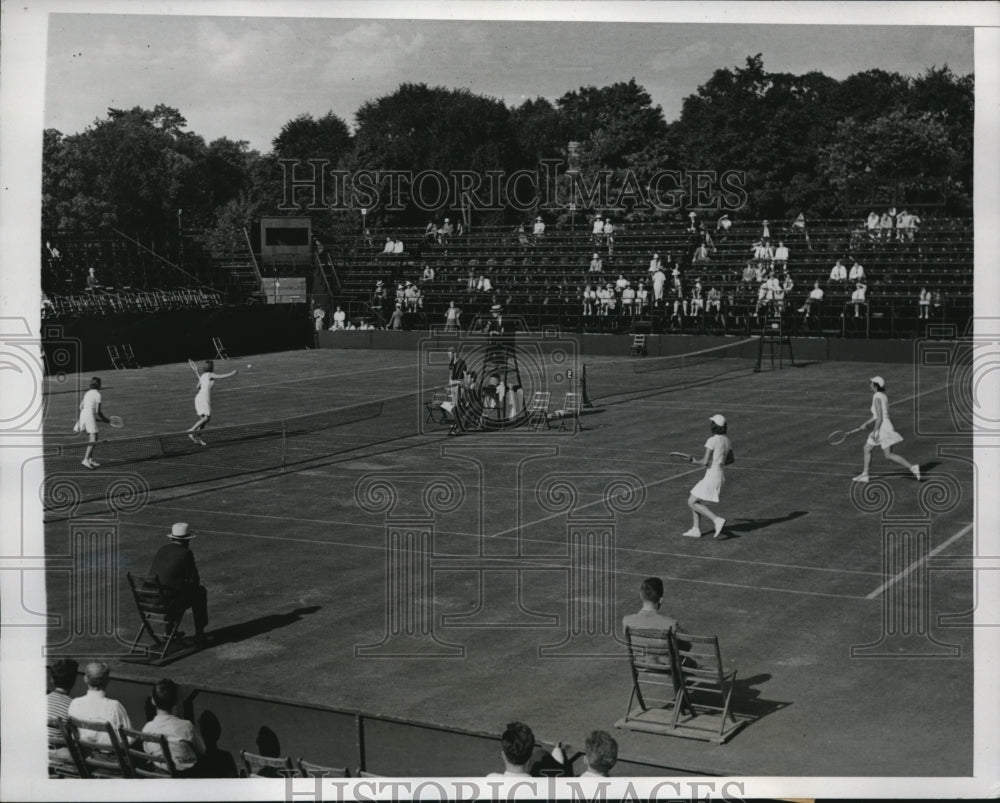 1938 Press Photo Brookline Mass K Stammers, M Lumb vs V Ellis, V Johnson- Historic Images