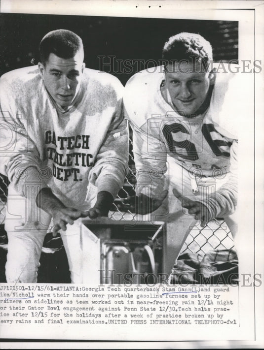 1961 Press Photo Atlanta Ga GaTech QB Stan Gann & guard Mike Mitchell- Historic Images