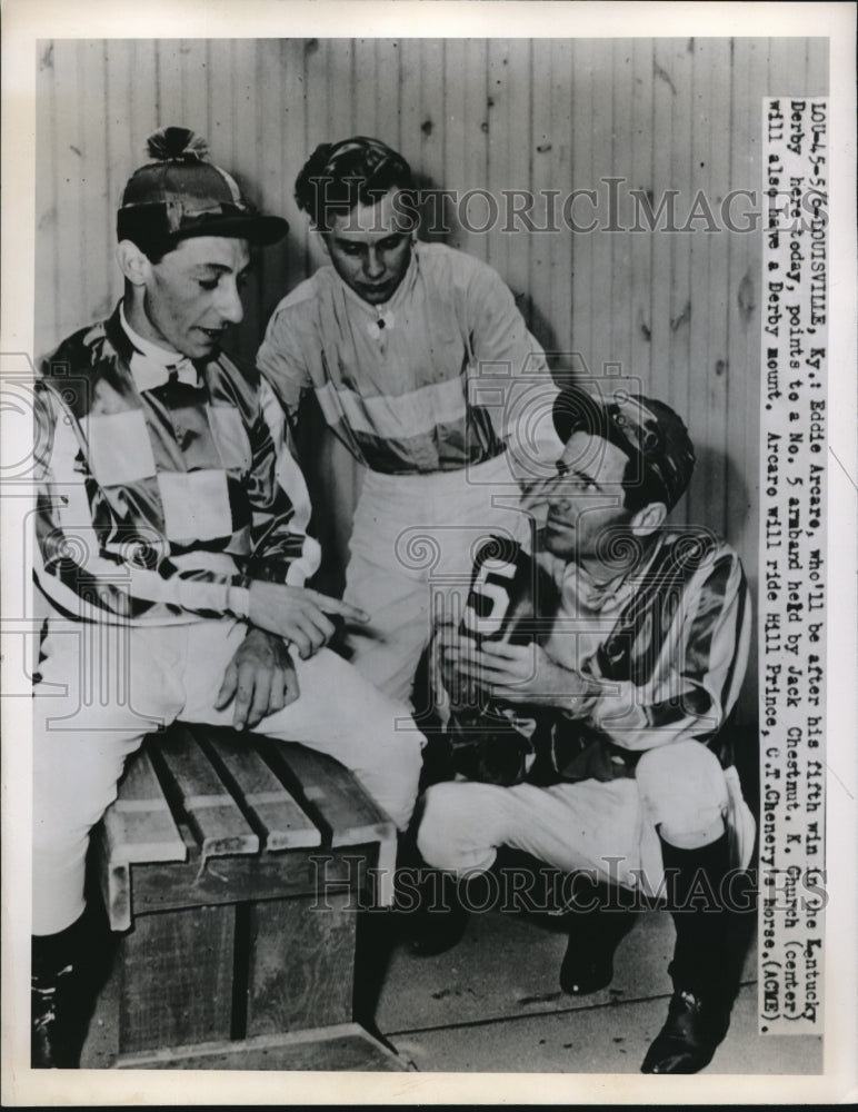 1950 Press Photo Louisville Ky Eddie Arcaro, Jack Chestnut, K Churcj - nes25784- Historic Images