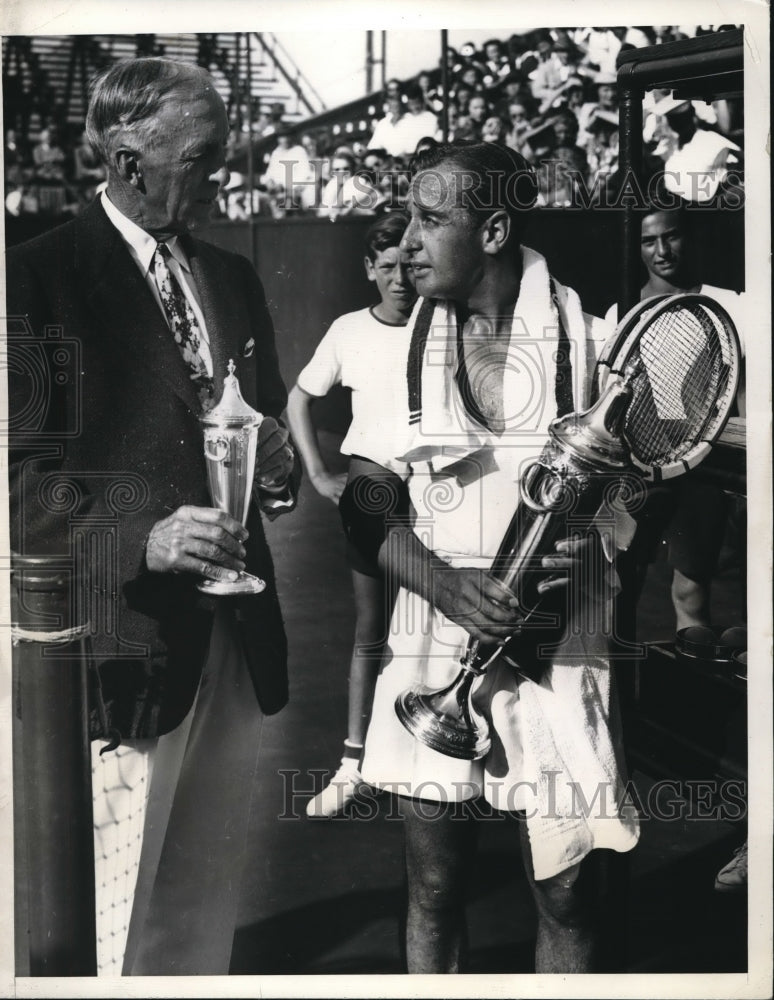 1938 Press Photo Hollywood Calif Alphonso Bell &amp; Adrian Quist tennis - nes25866- Historic Images