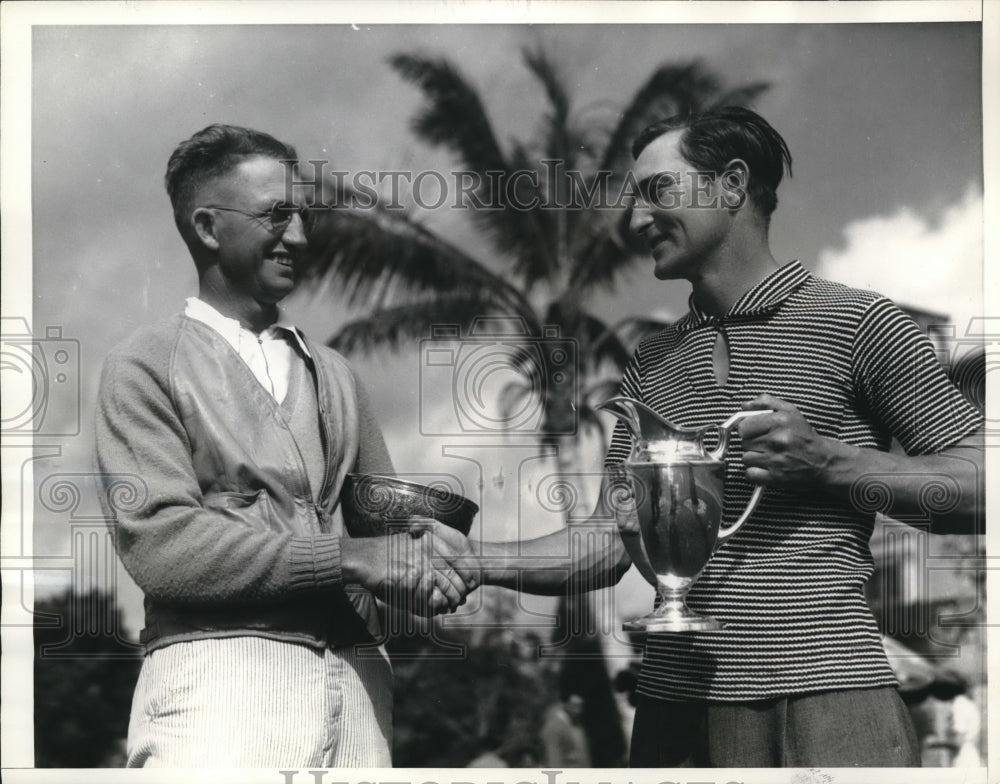 1936 Press Photo Coral Gables Fla Paul Waner of Pirates & JT Rogerson left hande- Historic Images