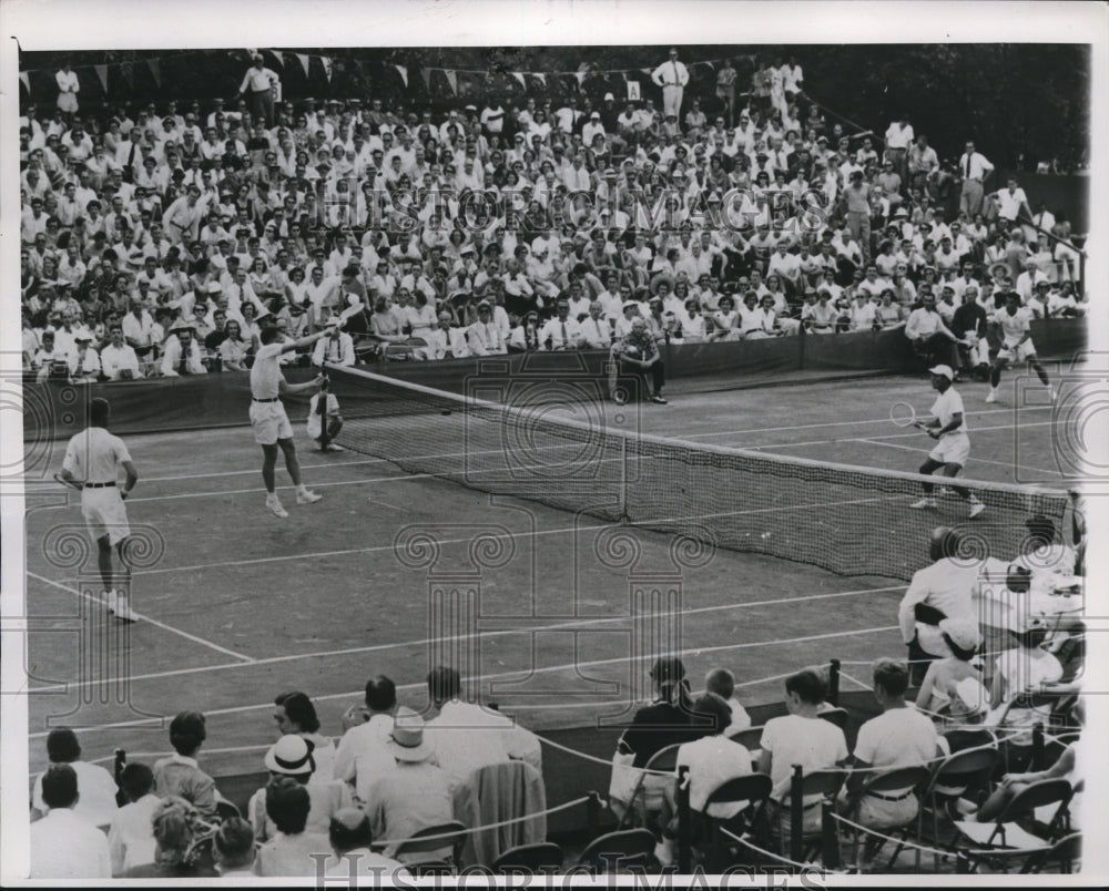 1951 Press Photo Louisville Ky Tony Trabert vs Fumitero Nakano at Davis Cup- Historic Images