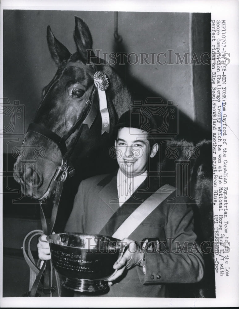 1958 Press Photo NY Tom Gayford Canadian equestrian team at Natl Horse show- Historic Images