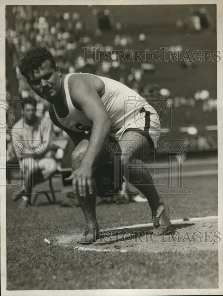 1930 Press Photo Capt Eric W Krenz discus thrower at Calif collegiate meet- Historic Images