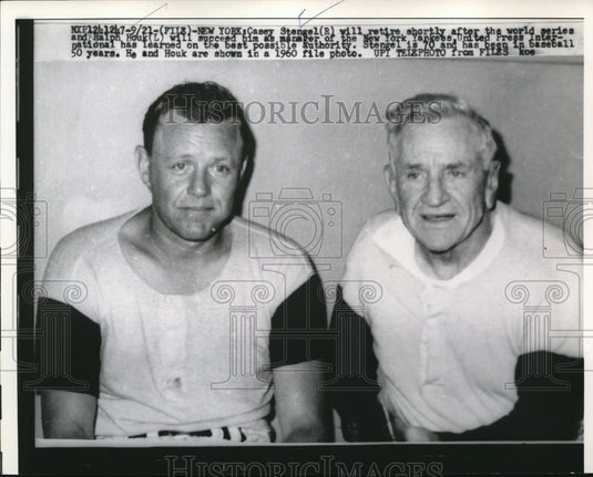 1960 Press Photo NYC Casey Stengel & new manager Ralph Houg of Yankees- Historic Images