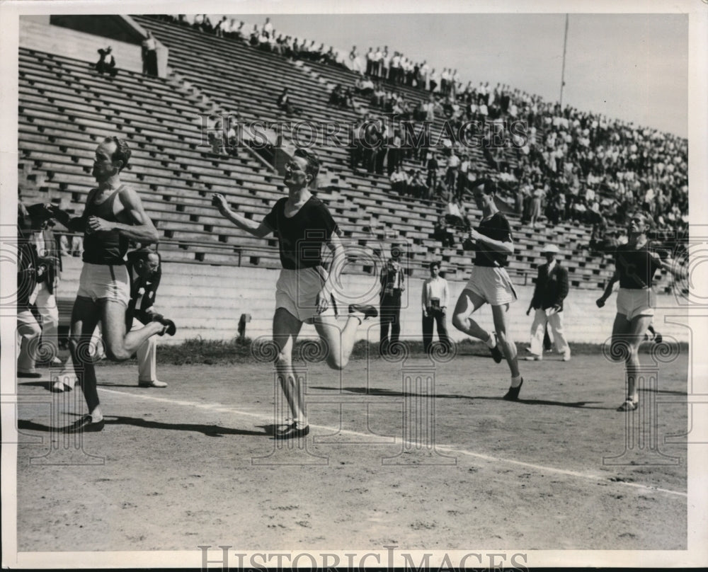 1940 Press Photo San Francisco UCLA track C Barnes, F Mayes, Upton - nes26575- Historic Images