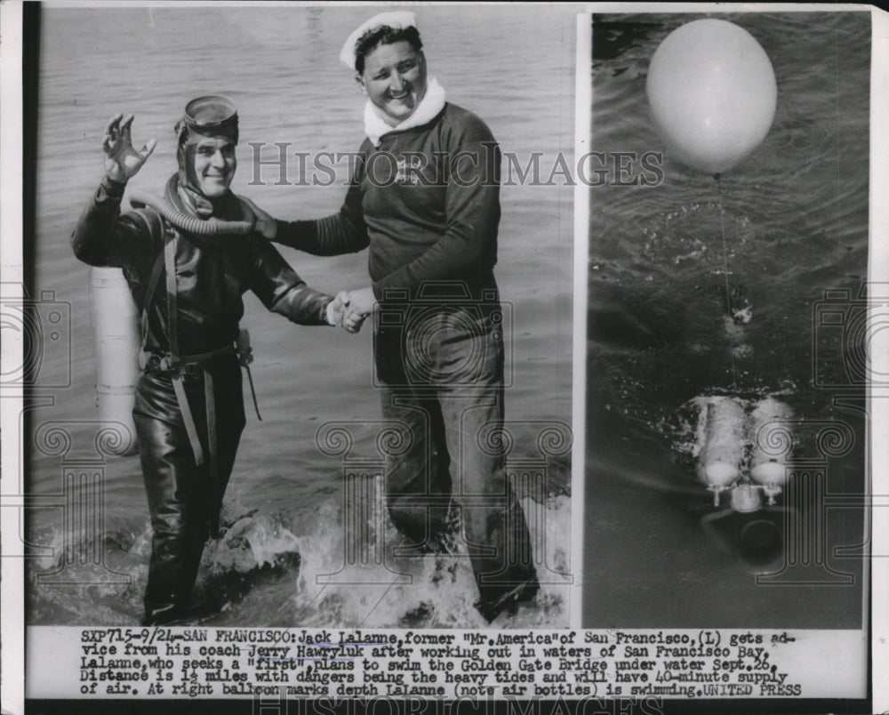 1954 Press Photo San Francisco Jack LaLanne former Mr America at a swim- Historic Images
