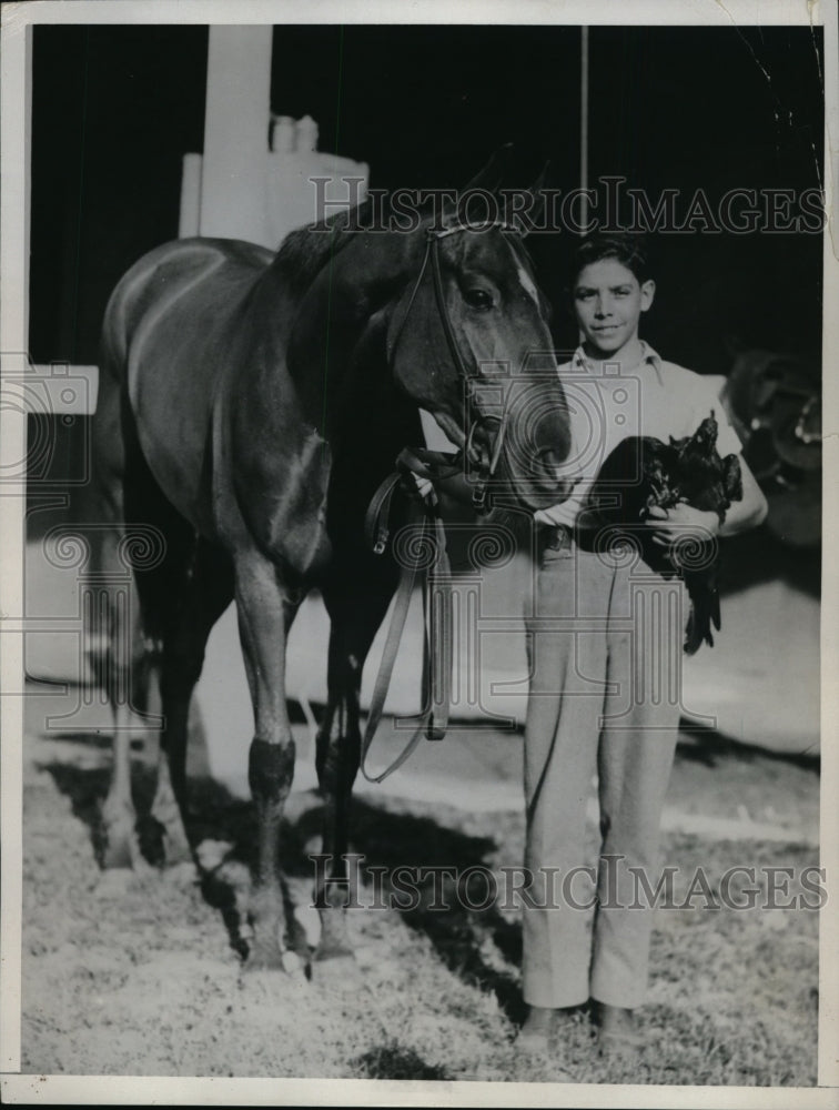1933 Press Photo Jockey Earl Porter & horse Wild Honey at Geneva Ill - nes27165