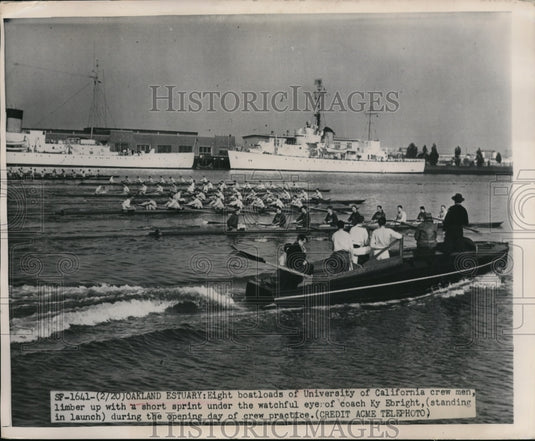 1949 Press Photo Oakland Calif U of Calif crew & Ky Ebbright - nes27267- Historic Images