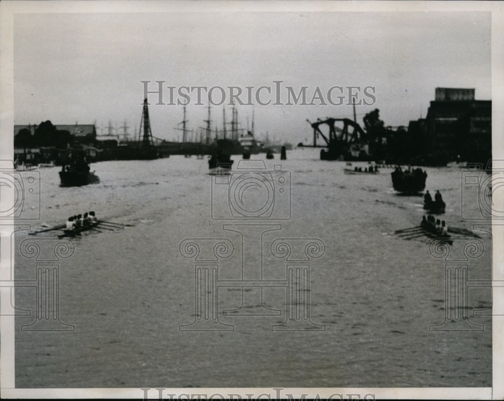 1935 Press Photo Varsity crew race U of Wash vs U of Calif at Oakland- Historic Images