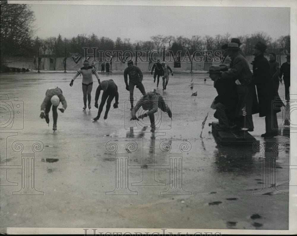 1934 Press Photo 880 yard speed skate Jim Webster, Paul &amp; Ed Schroeder- Historic Images