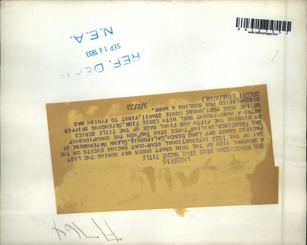 1933 Press Photo International star boat yacht racing in Long Beach Calif