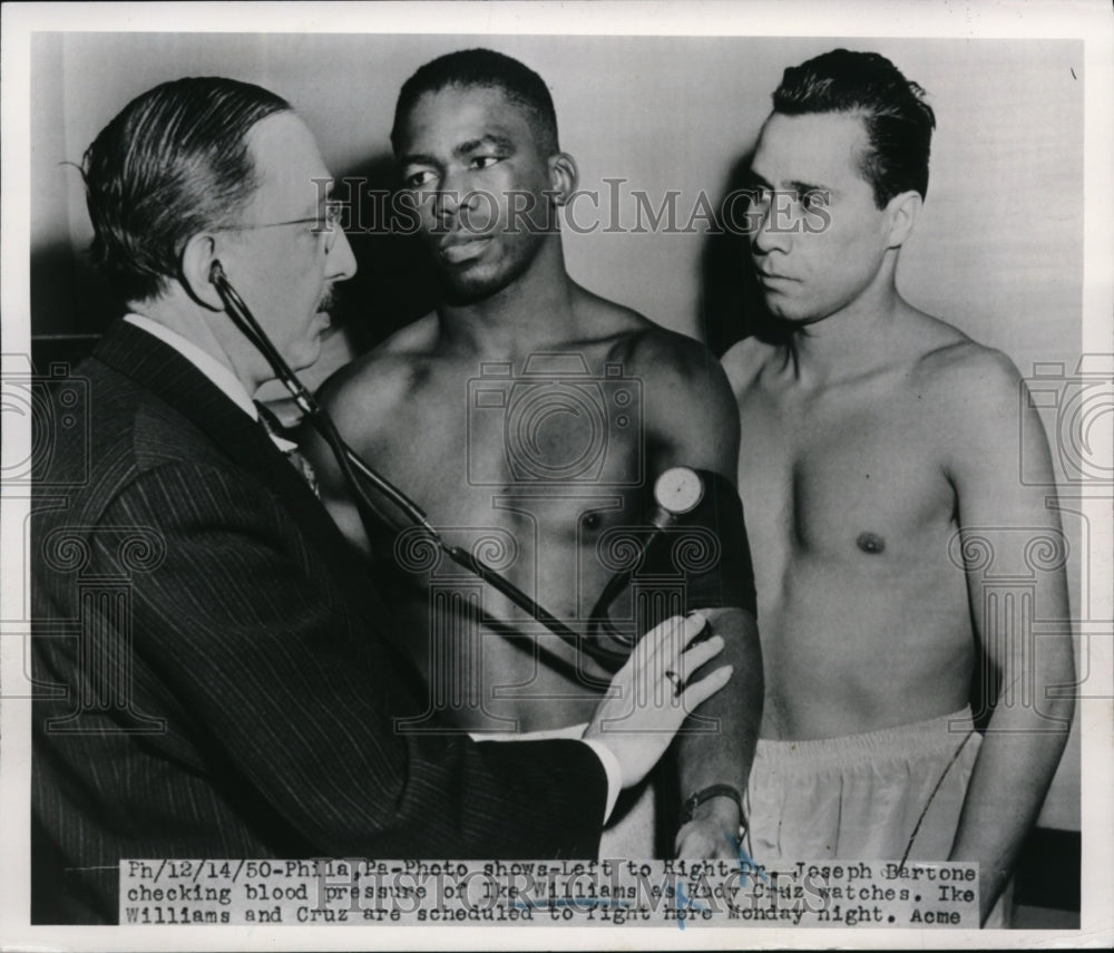 1950 Press Photo Philadelphia Pa Dr Joe Bartone.Ike Williams, Rudy Cruz- Historic Images