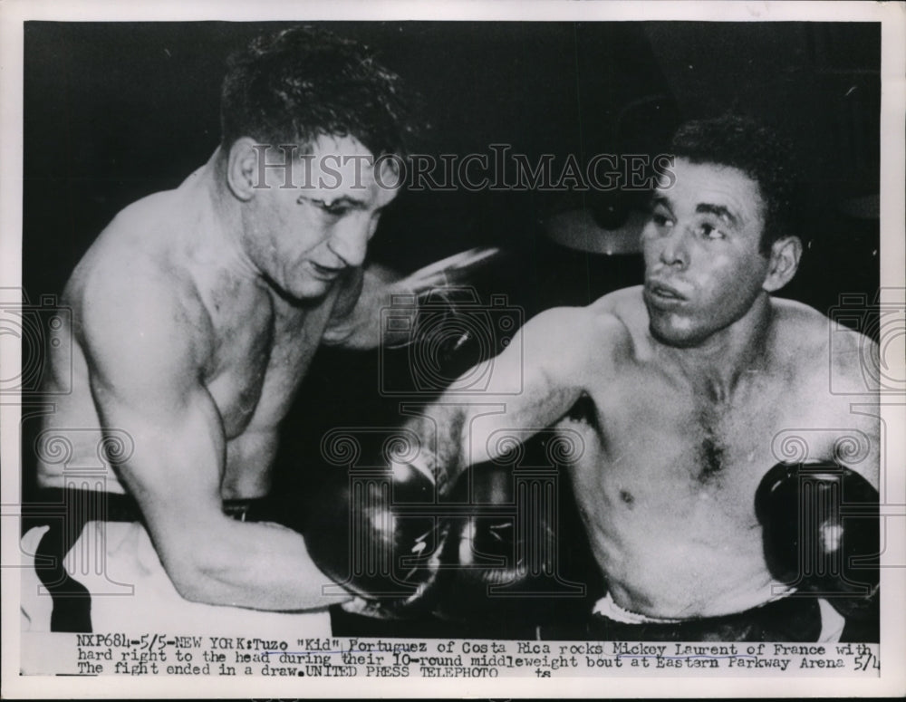 1953 Press Photo NYC Tuzo Kid Portuguez vs Mickey Laurent - nes27913- Historic Images