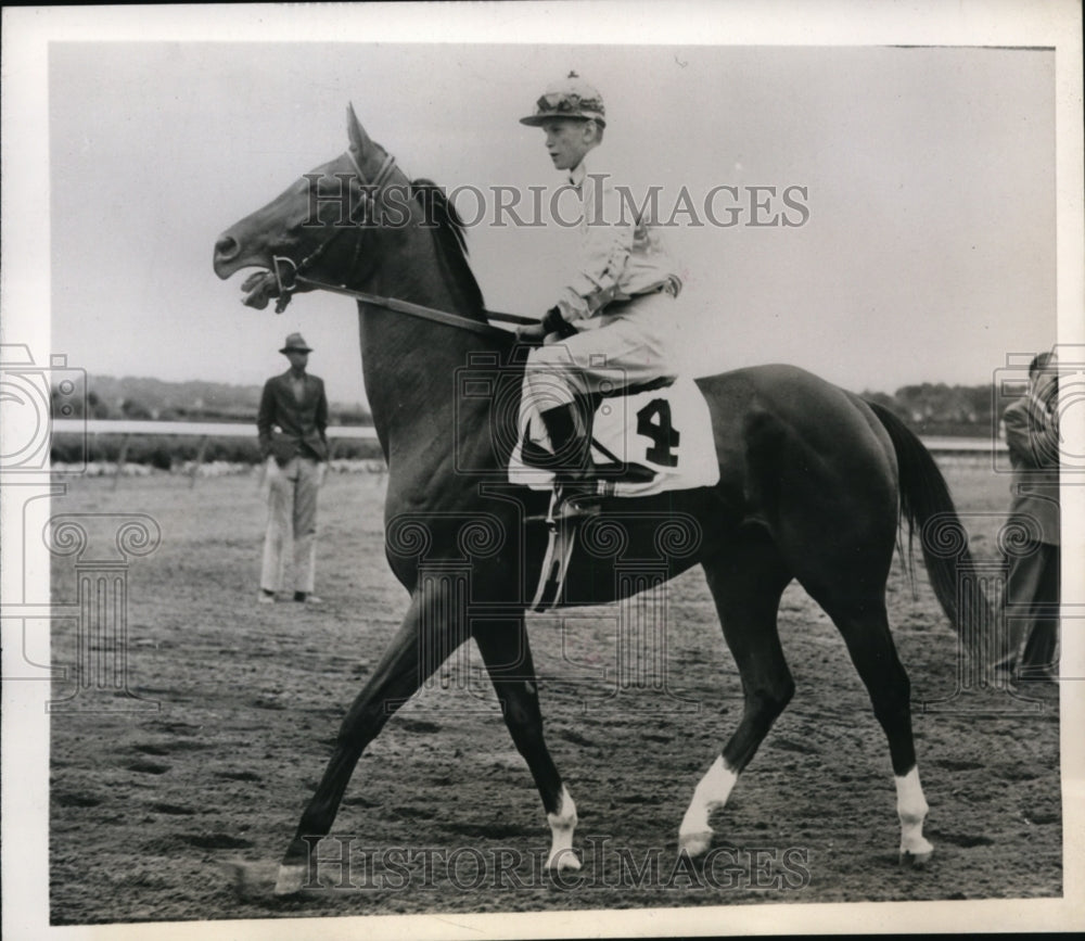 1945 Press Photo Jockey Willie Mehrtens on Floodtown for Ky Derby - nes27939- Historic Images