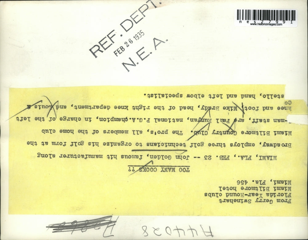 1935 Press Photo Miami Fla Biltmore Colf John Golsen, Paul Runyan - nes27991