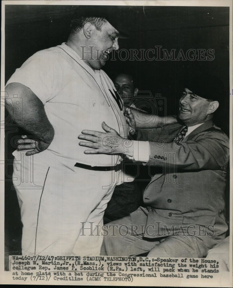 1947 Press Photo Wash DC House Speaker Joe Martin Jr & Rep James Scoblick- Historic Images