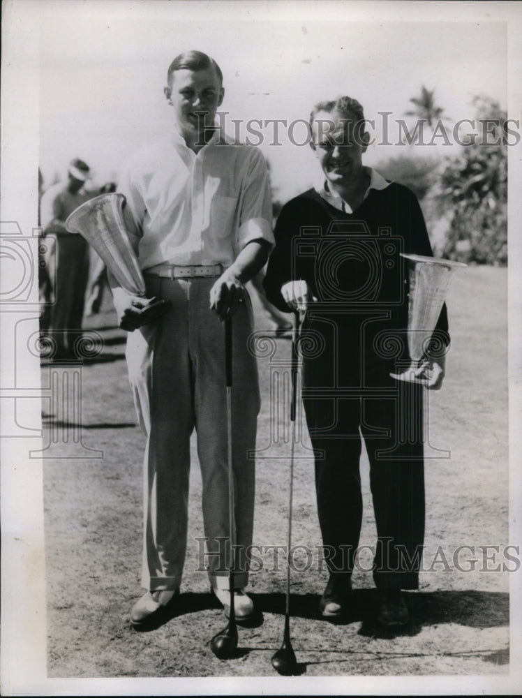1935 Press Photo Charles Whitehead, Arthur Lynch at Miami Biltmore golf