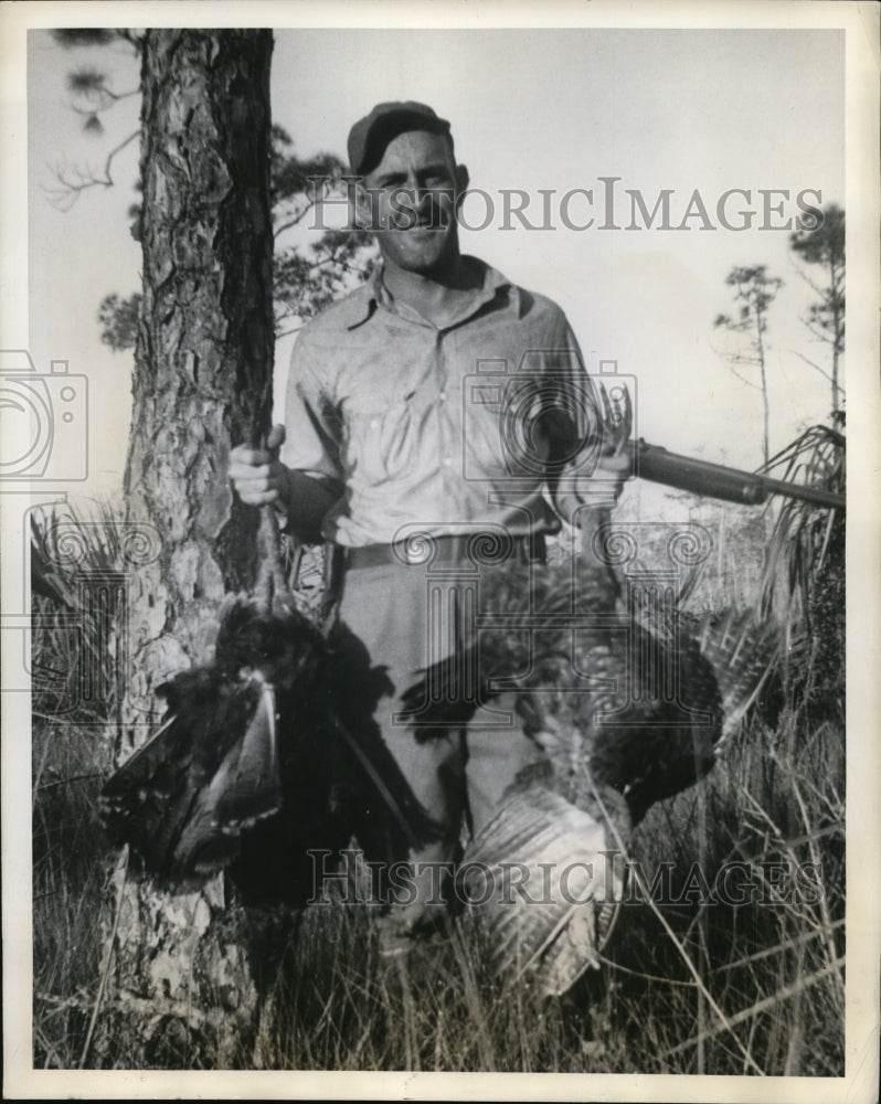 1938 Press Photo Indians player Johnny Allen &amp; turkeys hunted in Fla - nes28557- Historic Images