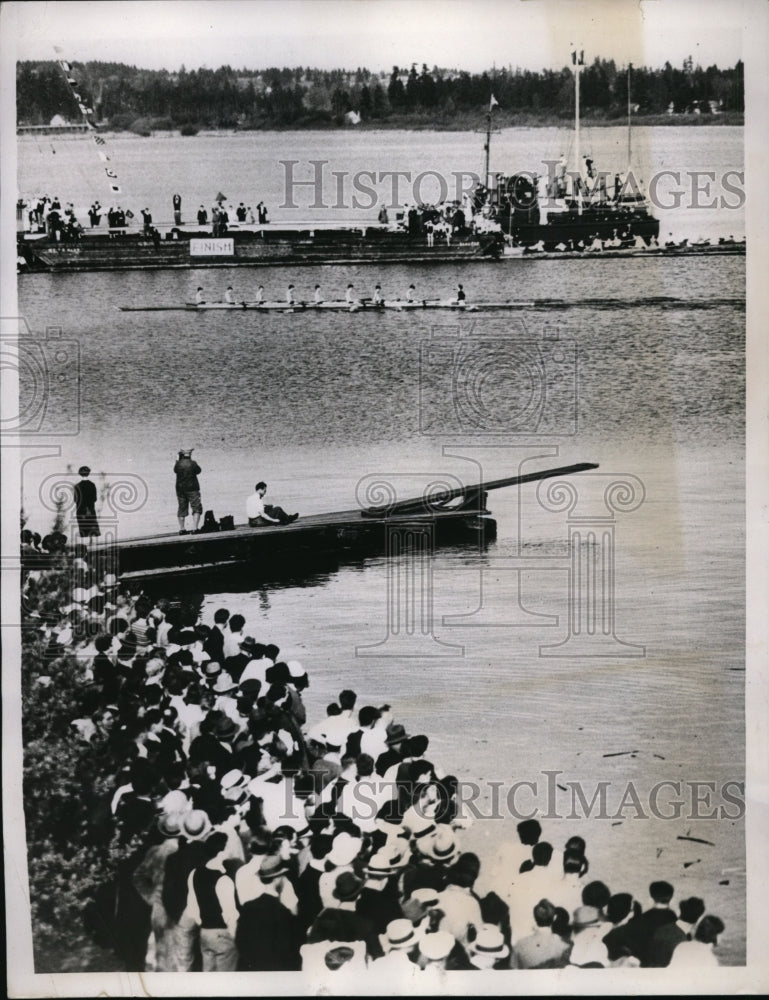 1934 Press Photo University of Calif varsity crew beat by Wash U - nes28566- Historic Images