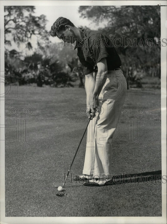 1937 Press Photo Fred Haas Jr golfing at Pro Am tourny St Augustine Fla- Historic Images