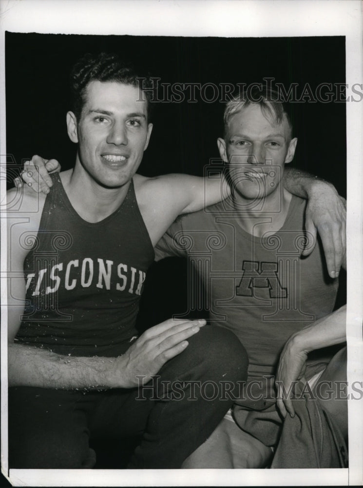 1944 Press Photo NYC Pole vaulter Milton S Padaway &amp; Jack De Field - nes28604- Historic Images