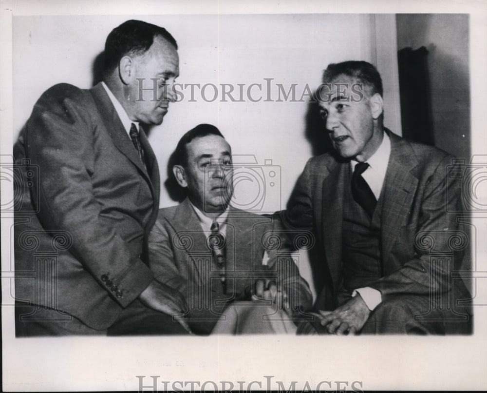 1951 Press Photo Miami Beach Fla Louis Perini of Braves, Phil Wrigley Cubs- Historic Images