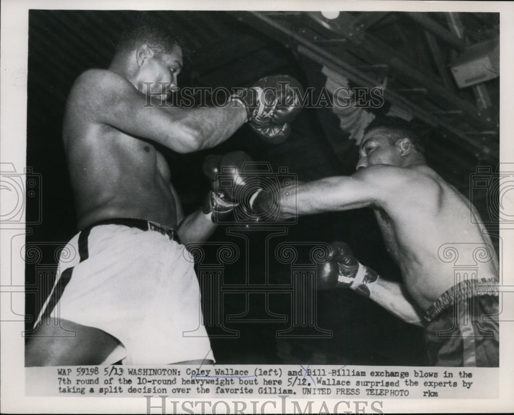 1954 Press Photo Wash DC Coley Wallace vs Bill Billiam in 10 round bout- Historic Images