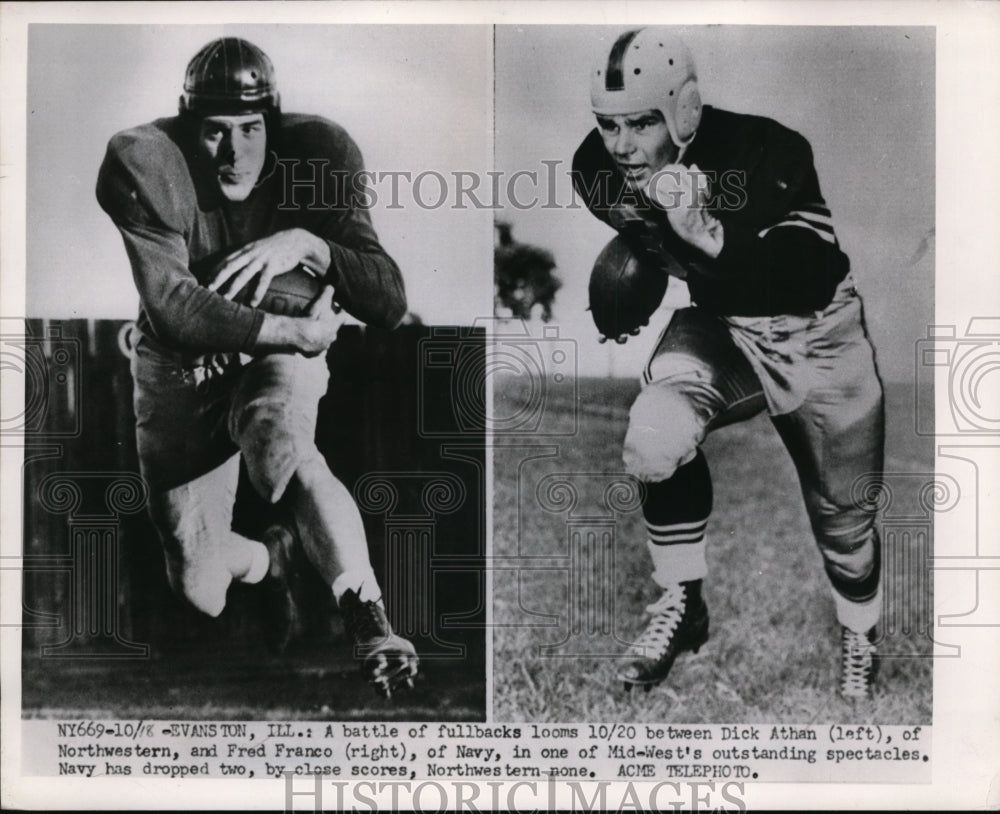 1952 Press Photo Dick Athan of Northwestern &amp; Fred Franco of Navy - nes28964- Historic Images