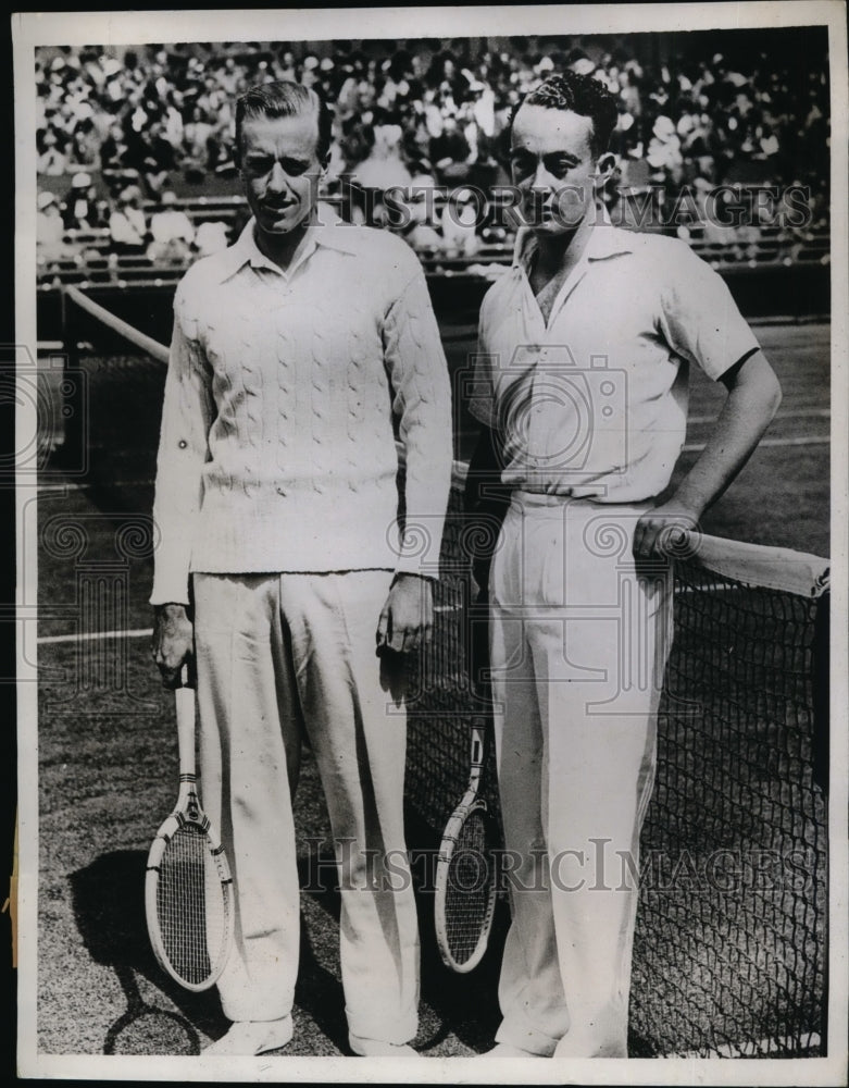 1934 Press Photo Sidney Wood, Vivian McGrath at Wimbledon - nes29706- Historic Images