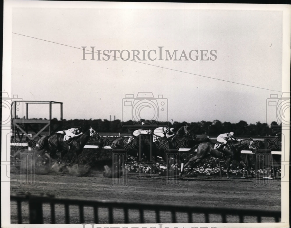 1936 Press Photo Powhattan Hdcp race Enthusiam, Time Clock, Flying Mare- Historic Images