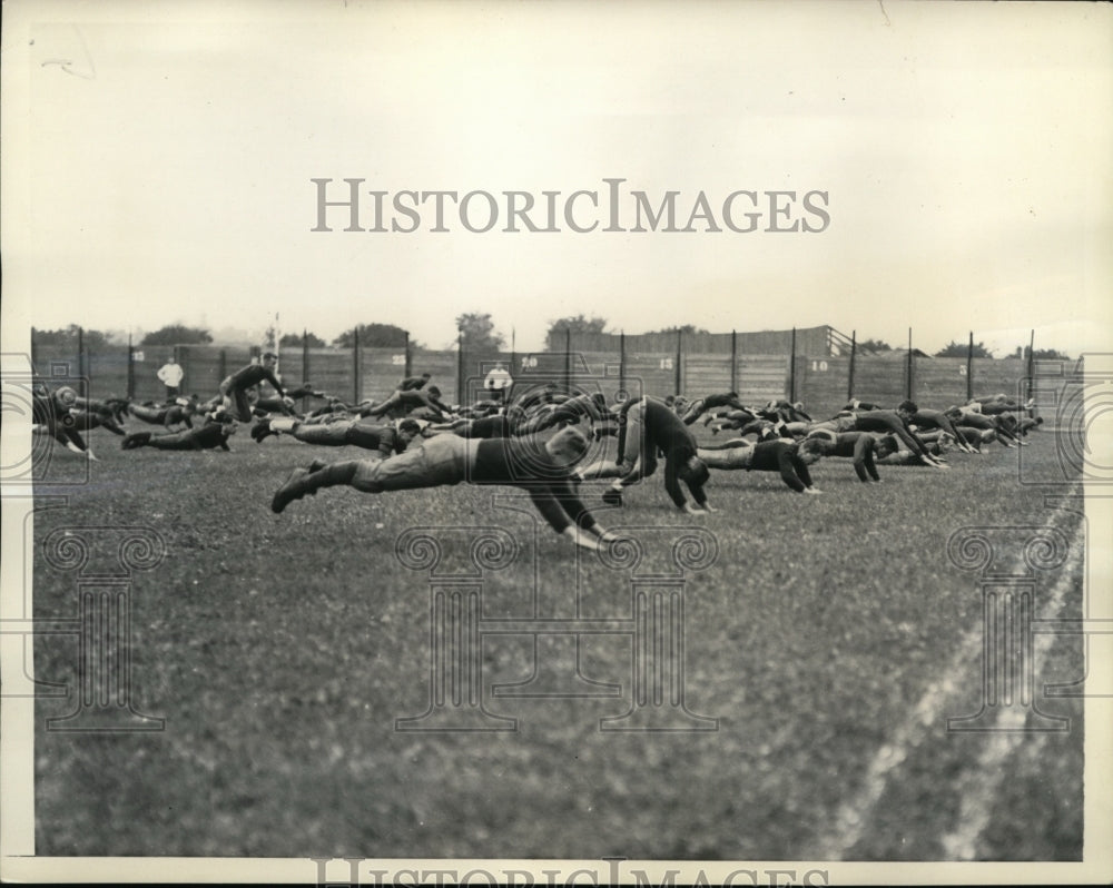 1933 Press Photo Harvard football practice with coach Ed Casey - nes30331- Historic Images