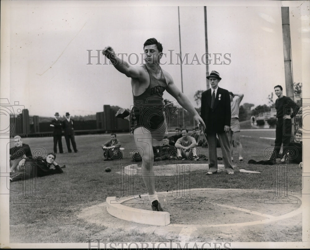 1938 Press Photo NYC Edward Swensen Boston College at shot putting - nes30334- Historic Images