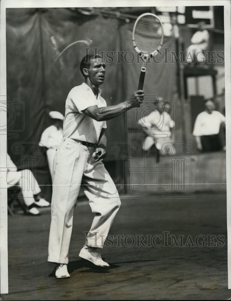 1932 Press Photo Karel Kozeluh of Czech at tennis vs Hans Nusslein - nes30784- Historic Images