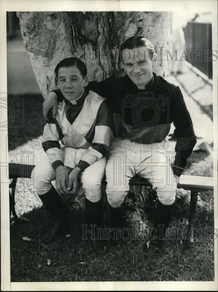 1936 Press Photo George &amp; Robert Watson jockeys at Miami Fla track - nes31384- Historic Images