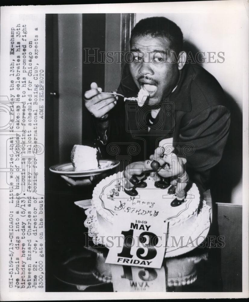 1949 Press Photo Chicago Ex champ Joe Louis celebrates 35th birthday - nes31477- Historic Images